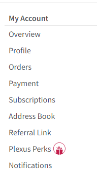 My Account menu